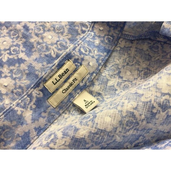 LL Bean Floral Linen Skirt Cornflower Blue Womens 4 - Picture 4 of 7